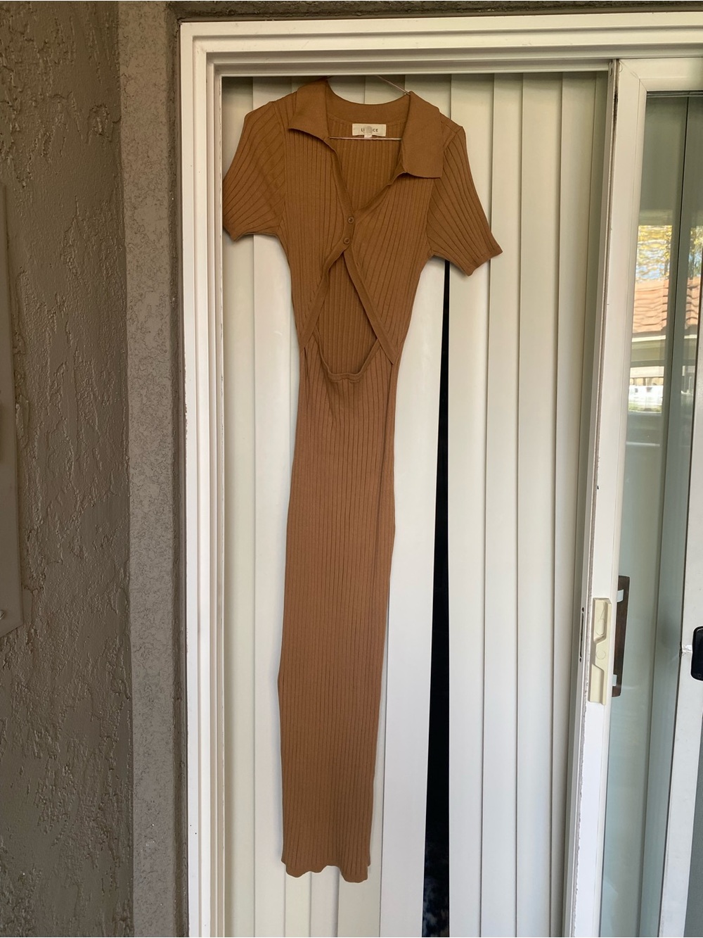 l*space Dress - Camel Ribbed Maxi Dress with Side Slit